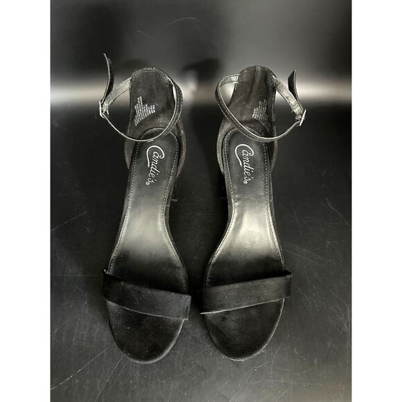 Y2K Candies Black Strappy High Heel Shoes w/ Ankle Strap Size 8.5 Faux Suede - Picture 1 of 8